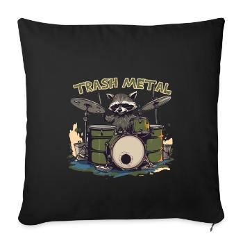 Trash Metal Raccoon Drums - Housse de coussin décorative 45 x 45 cm - noir - Devant