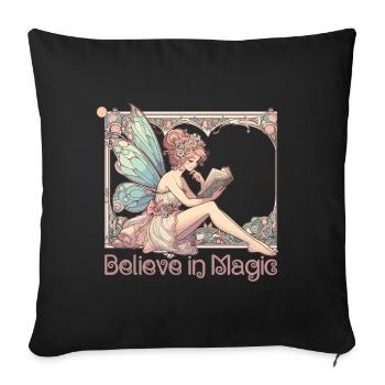 Reading Books Fairy Elf Magic Art Nouveau Gift - Sofa pillowcase 17,3'' x 17,3'' (45 x 45 cm) - black - Front