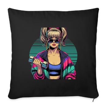 Fitness Strong Woman Gym 90s Gift - Sofa pillowcase 17,3'' x 17,3'' (45 x 45 cm) - black - Front