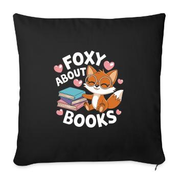 Cute Fox with Books Funny Saying - Sofa pillowcase 17,3'' x 17,3'' (45 x 45 cm) - black - Front