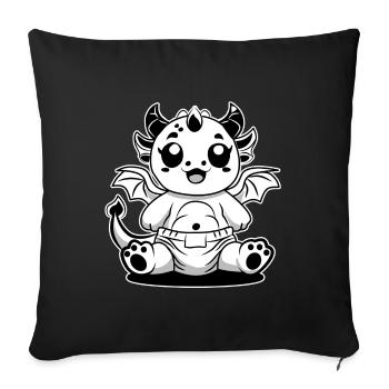 Dragon Lait – Bébé Dragon mignon en couche - Housse de coussin décorative 45 x 45 cm - noir - Devant