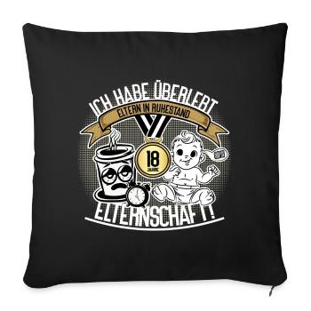 18 Jahre geschafft – Eltern in Rente! - Sofakissenbezug 45 x 45 cm - Schwarz - Vorne
