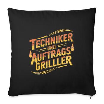 Techniker und Auftragsgriller - Sofakissenbezug 45 x 45 cm - Schwarz - Vorne