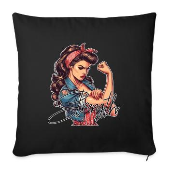 Strength Strong Woman Rockabilly Gift - Sofa pillowcase 17,3'' x 17,3'' (45 x 45 cm) - black - Front