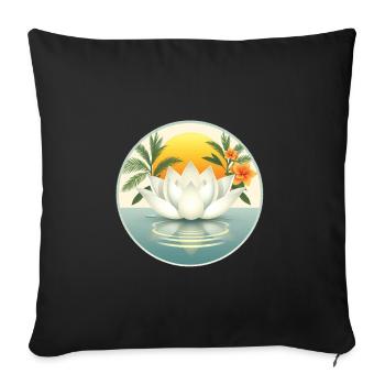White Lotus Flower - Sofa pillowcase 17,3'' x 17,3'' (45 x 45 cm) - black - Front