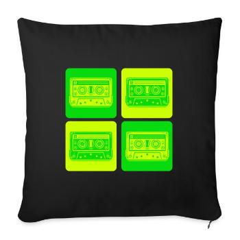 Cassette rétro – Vintage Music Design - Housse de coussin décorative 45 x 45 cm - noir - Devant
