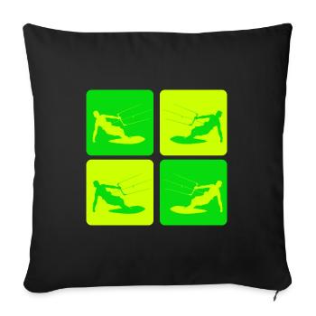 Kitesurfing Pop Art Style - Sofa pillowcase 17,3'' x 17,3'' (45 x 45 cm) - black - Front