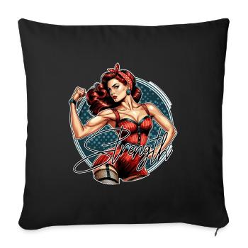 Strength Strong Woman Rockabilly Suspender Gift - Sofa pillowcase 17,3'' x 17,3'' (45 x 45 cm) - black - Front