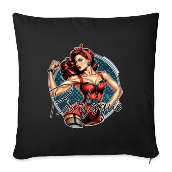 Starke Frau Burlesque Strapse Dessous Geschenk - Sofakissenbezug 45 x 45 cm - Schwarz - Vorne