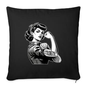 Strength Strong Woman Rockabilly Gift - Sofa pillowcase 17,3'' x 17,3'' (45 x 45 cm) - black - Front