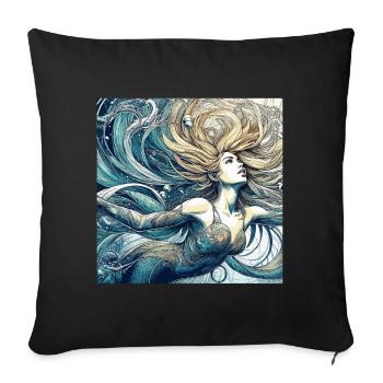 Mermaid Mermaid Blonde Art Nouveau Gift - Sofa pillowcase 17,3'' x 17,3'' (45 x 45 cm) - black - Front