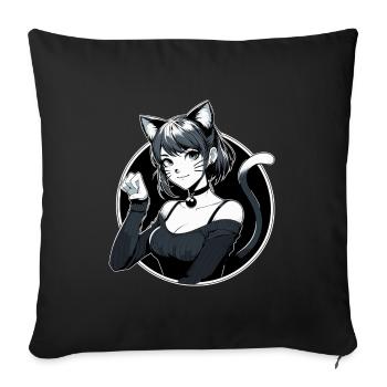 Katzenkostüm schöne Frau Manga Cosplay Geschenk - Sofakissenbezug 45 x 45 cm - Schwarz - Vorne