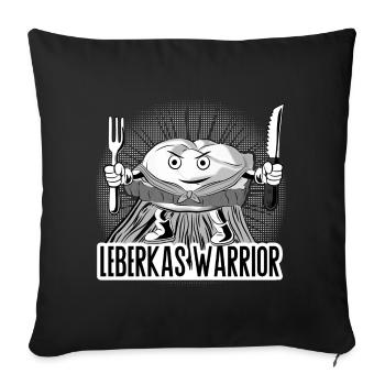 Leberkas Warrior – Deftiger Food Humor - Sofakissenbezug 45 x 45 cm - Schwarz - Vorne