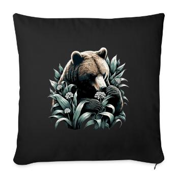 Bear Eats Wild Garlic Gift - Sofa pillowcase 17,3'' x 17,3'' (45 x 45 cm) - black - Front