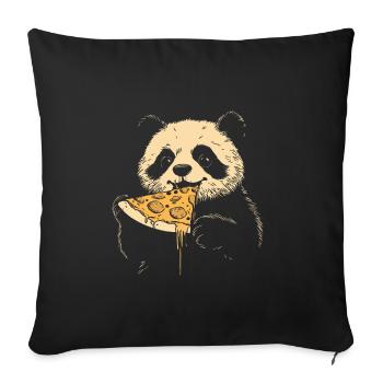 Panda mange de la pizza - Housse de coussin décorative 45 x 45 cm - noir - Devant