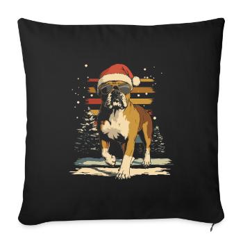German boxer with sunglasses at Christmas - Sofa pillowcase 17,3'' x 17,3'' (45 x 45 cm) - black - Front