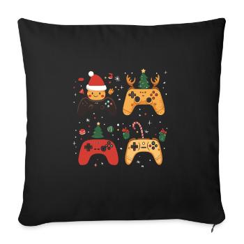 Gaming controller with Christmas decoration - Sofa pillowcase 17,3'' x 17,3'' (45 x 45 cm) - black - Front