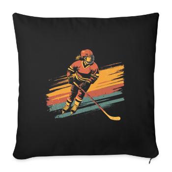 Hockey sur glace Joueuse de hockey sur glace - Housse de coussin décorative 45 x 45 cm - noir - Devant