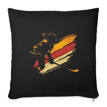 Hockey sur glace Joueuse de hockey sur glace - Housse de coussin décorative 45 x 45 cm - noir - Devant