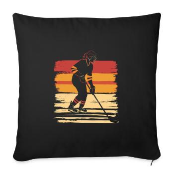 Hockey sur glace Joueuse de hockey sur glace - Housse de coussin décorative 45 x 45 cm - noir - Devant
