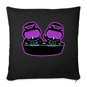 2 DJ Owls Mixer Play Music Club Party Duo - Sofa pillowcase 17,3'' x 17,3'' (45 x 45 cm) - black - Front