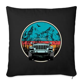 Illustration d’aventure en jeep de montagne - Housse de coussin décorative 45 x 45 cm - noir - Devant