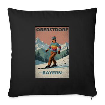 Oberstdorf Ski Alpes - Housse de coussin décorative 45 x 45 cm - noir - Devant