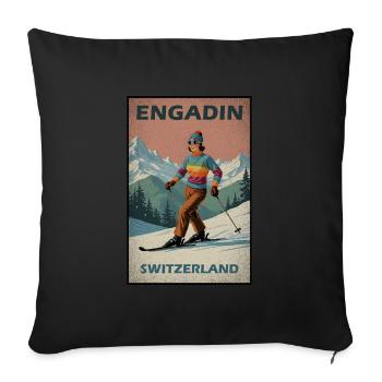 Engadin Skiing Alps - Sofa pillowcase 17,3'' x 17,3'' (45 x 45 cm) - black - Front