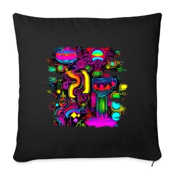 Néon fluorescent UV Electro Music Party - Housse de coussin décorative 45 x 45 cm - noir - Devant