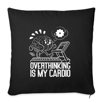 Trop réfléchir, c’est mon cardio – cerveau en feu - Housse de coussin décorative 45 x 45 cm - noir - Devant