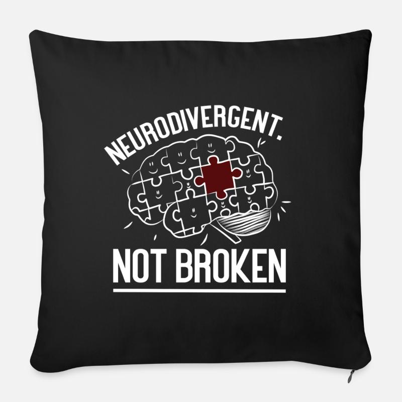 Neurodivergent Not Broken – Strong Mind Statement - Sofa pillowcase 17,3'' x 17,3'' (45 x 45 cm) - black