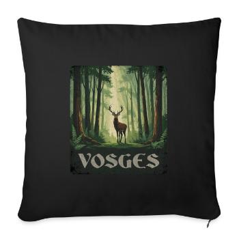 Forêt de Cerfs des Vosges - Housse de coussin décorative 45 x 45 cm - noir - Devant