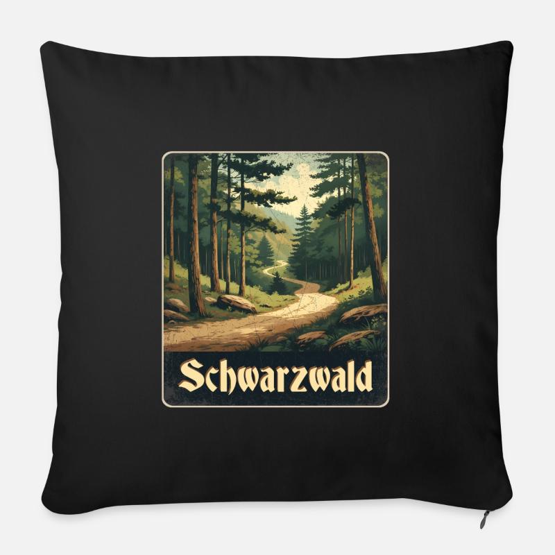 Black Forest Forest Trail - Sofa pillowcase 17,3'' x 17,3'' (45 x 45 cm) - black