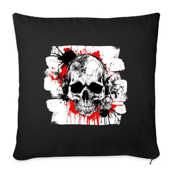 Skull Splash Trash Polka Tattoo - Sofa pillowcase 17,3'' x 17,3'' (45 x 45 cm) - black - Front