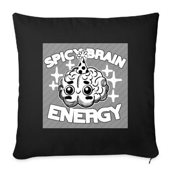 Spicy Brain Energy – ADHD Chaos Humor - Sofakissenbezug 45 x 45 cm - Schwarz - Vorne