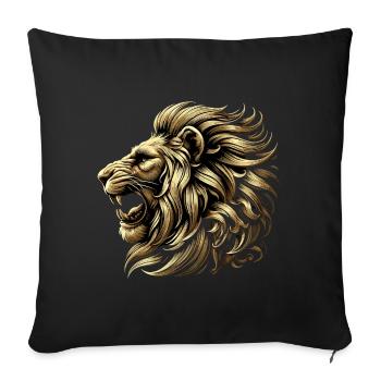 Lion rugit Or Tête de Lion Cadeau Fort - Housse de coussin décorative 45 x 45 cm - noir - Devant
