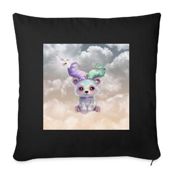 Ourson magique en paillettes pastel. - Housse de coussin décorative 45 x 45 cm - noir - Devant