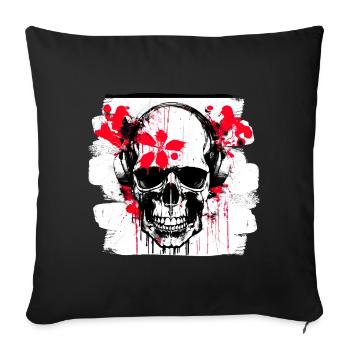 Skull Splash Trash Polka Tattoo - Sofa pillowcase 17,3'' x 17,3'' (45 x 45 cm) - black - Front