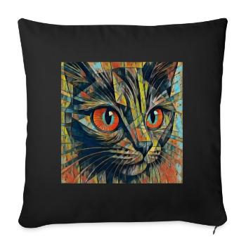 Yeux de chat colorés ART - Housse de coussin décorative 45 x 45 cm - noir - Devant