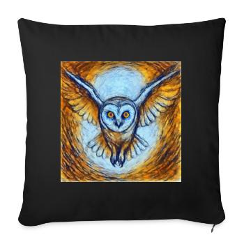 Glowing owl in flight - Sofa pillowcase 17,3'' x 17,3'' (45 x 45 cm) - black - Front