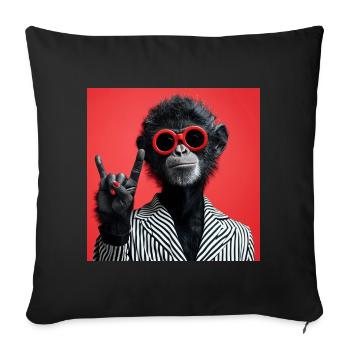 Monkey in red sunglasses making rock gesture - Sofa pillowcase 17,3'' x 17,3'' (45 x 45 cm) - black - Front