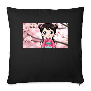 Ein niedliches manga maedchen 1 - Sofakissenbezug 45 x 45 cm - Schwarz - Vorne