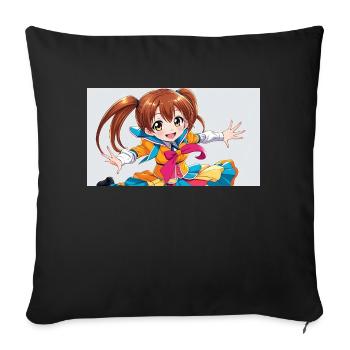 Ein niedliches manga maedchen - Sofakissenbezug 45 x 45 cm - Schwarz - Vorne