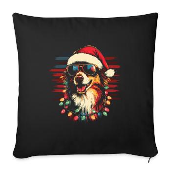 Shetland Sheepdog Sheltie Christmas Sunglasses - Sofa pillowcase 17,3'' x 17,3'' (45 x 45 cm) - black - Front