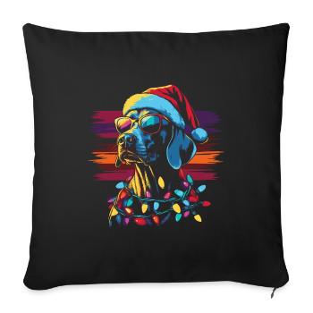 Braque de Weimar cool à Noël - Housse de coussin décorative 45 x 45 cm - noir - Devant