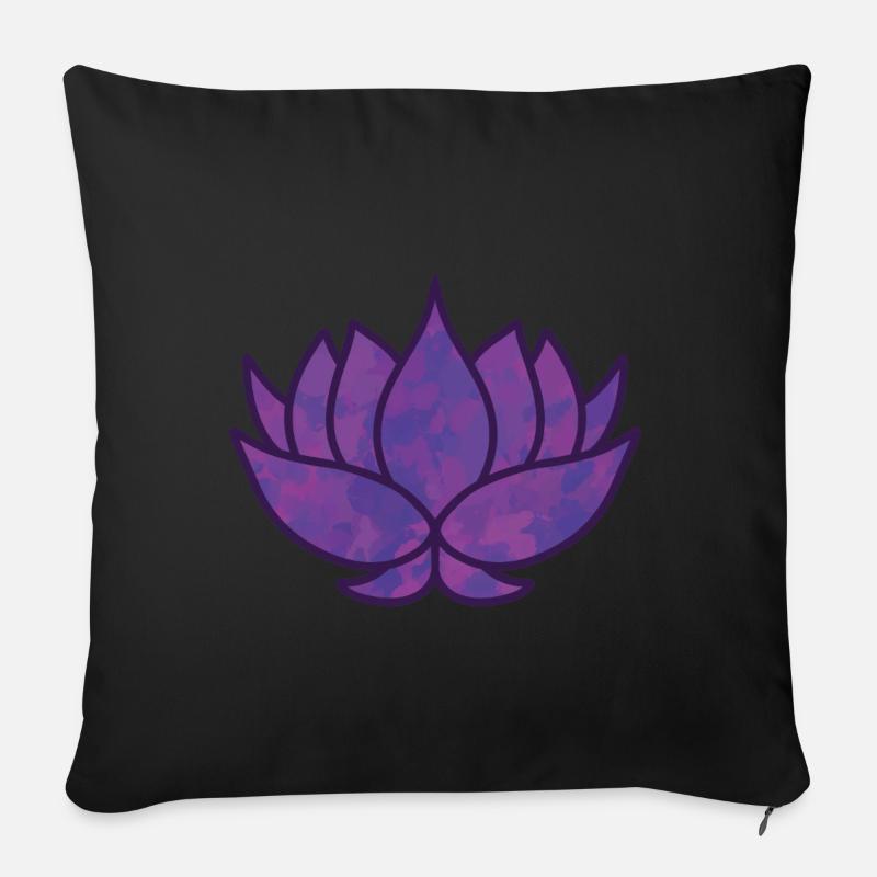 Fleur de lotus Bleu violet - Housse de coussin décorative 45 x 45 cm - noir