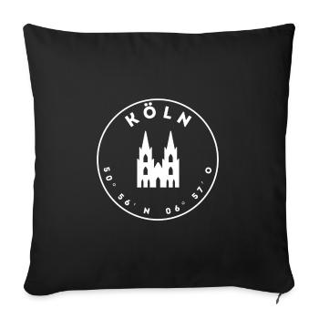 Köln mit Dom und Koordinaten - Sofakissenbezug 45 x 45 cm - Schwarz - Vorne
