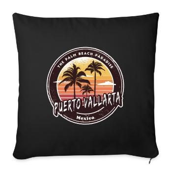 Puerto Vallarta, Mexique, Coucher de soleil Design - Housse de coussin décorative 45 x 45 cm - noir - Devant