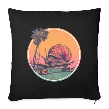 Cool skateboard snail – chilled retro design - Sofa pillowcase 17,3'' x 17,3'' (45 x 45 cm) - black - Front