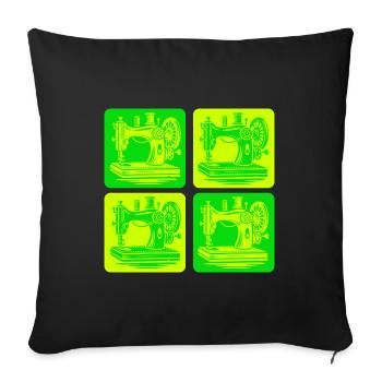 Sewing Machine Design - Sofa pillowcase 17,3'' x 17,3'' (45 x 45 cm) - black - Front